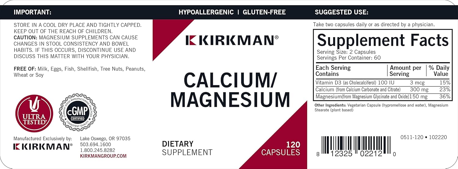 Calcium Magnesium Capsules - Hypo - 120 count : Health & Household