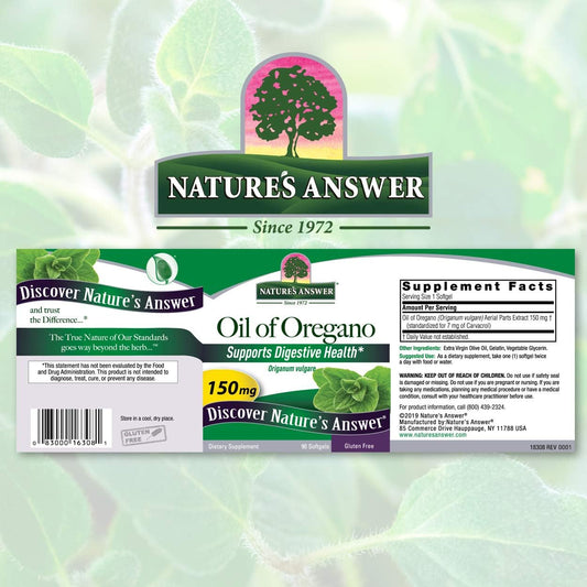 Nature's Answer Oil of Oregano Capsule Softgels, 90-Count | Natural Immune Booster | Promotes Healthy Digestion & Gut ora