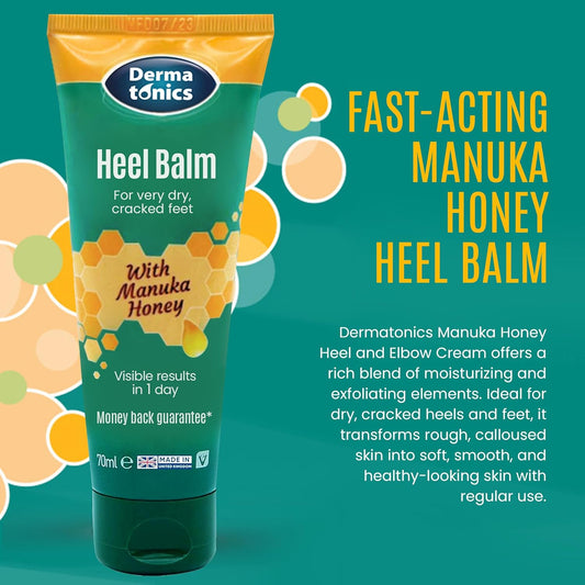 Dermatonics Fast-Acting Manuka Honey Heel Balm | Nourishing Formula For Rough And Cracked Heels | Hydrates And Softens Dry Feet | Suitable For Diabetics| 70 Ml