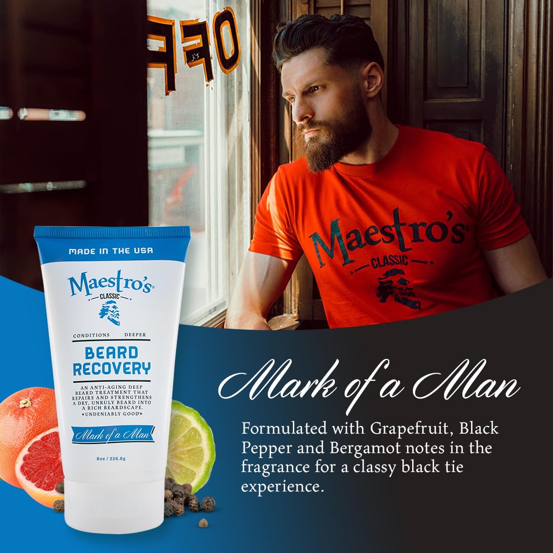 Maestro'S Classic Beard Recovery Tube – Spirited Blend Moisturizer & Conditioner For Men | Hydrates, Softens & Revives | For All Hair Types & Daily Care, 8 Oz : Beauty & Personal Care