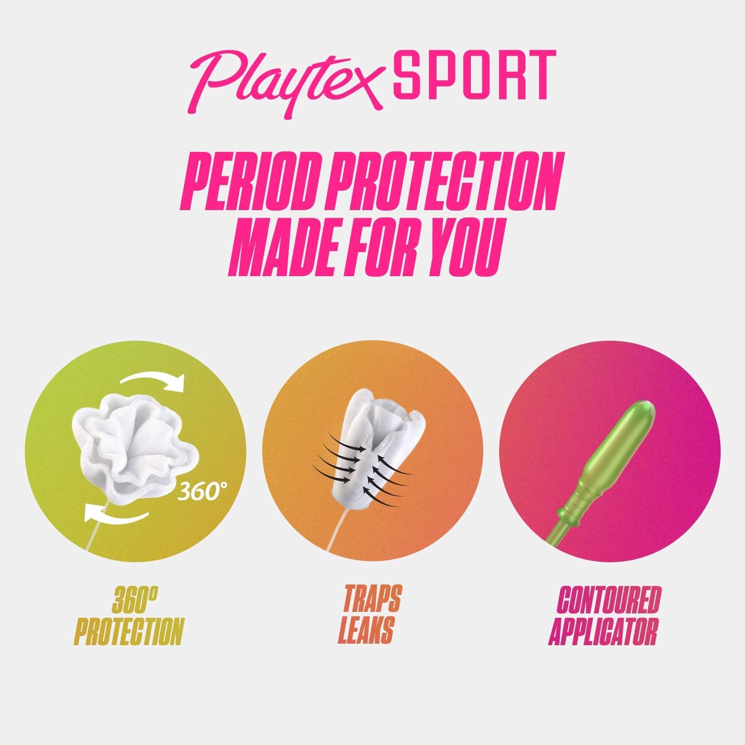 Playtex Sport Tampons, Regular Absorbency, Fragrance-Free - 48ct (Packaging May Vary) : Health & Household