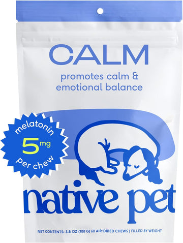 Native Pet Calm – Dog Calming Chews – Dog Melatonin for Small, Medium, Large Dogs – Melatonin for Dogs Sleep Aid – All-Natural Dog Calming Chews – Anxiety Relief Treats - Calming Dog Treats -60 Chews