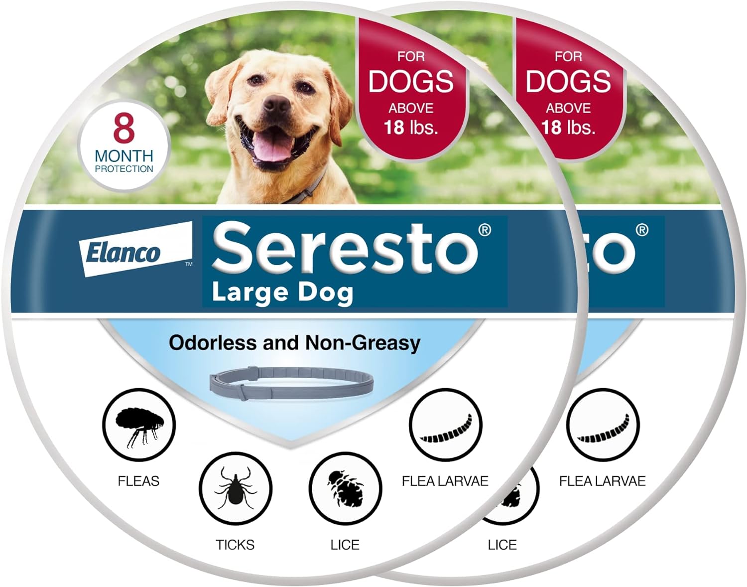 Seresto Large Dog Vet-Recommended Flea & Tick Treatment & Prevention Collar For Dogs Over 18 Lbs. | 2-Pack