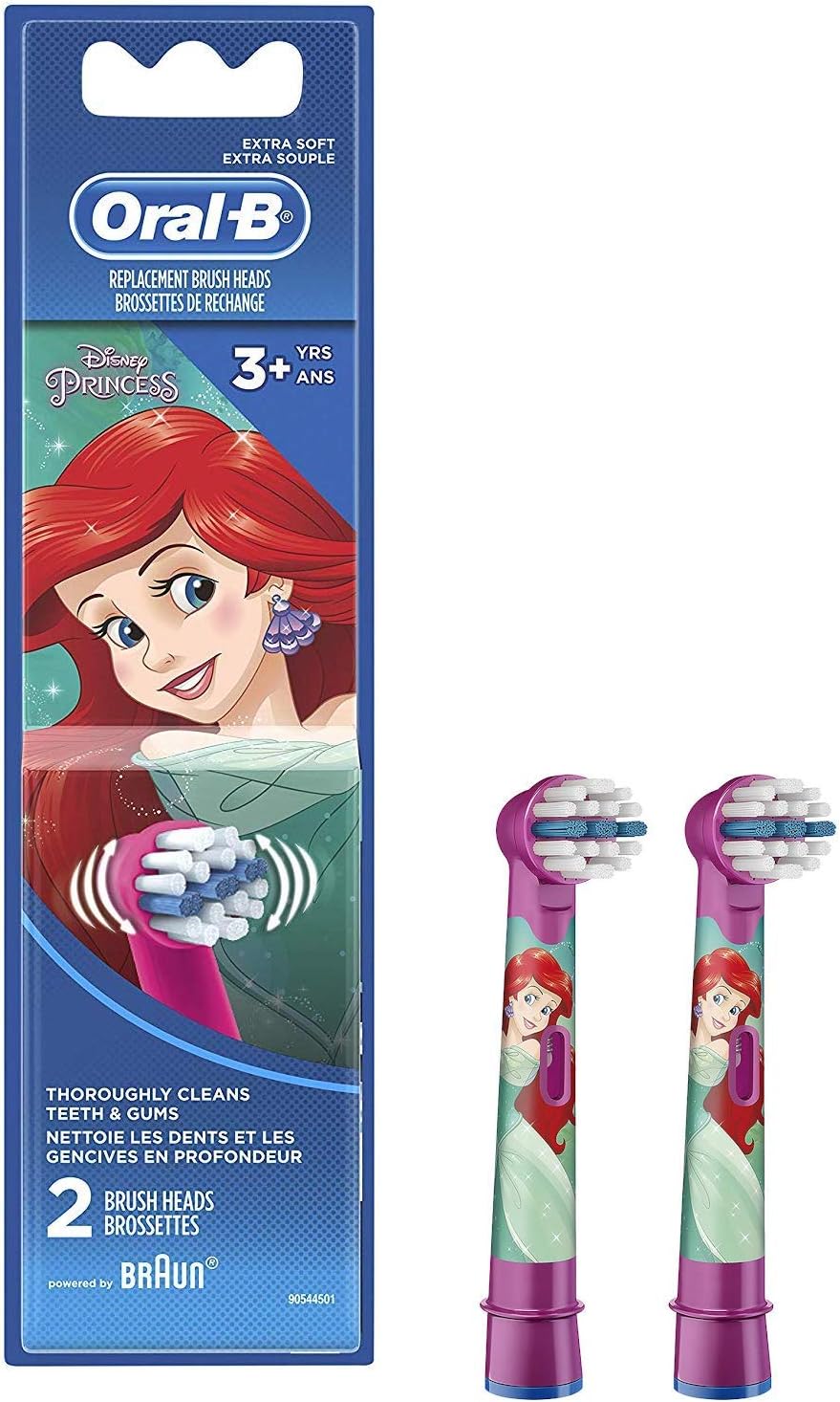 Oral-B Kids Extra Soft Replacement Brush Heads Featuring Disney Princesses, Ages 3+, 2 Count