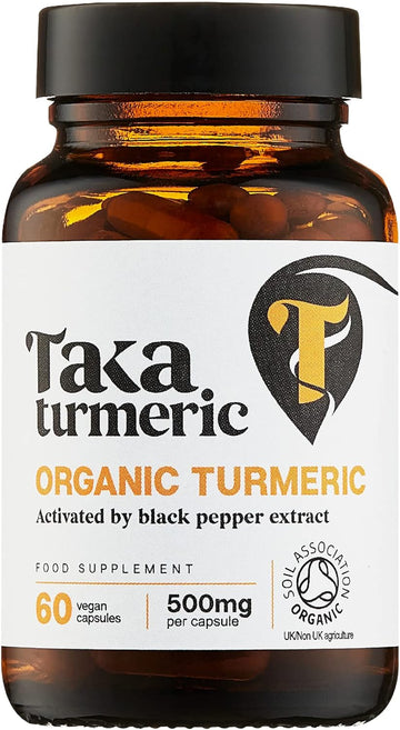 Taka Turmeric, 120 Caps Organic Turmeric With Black Pepper Extract Tumeric Curcumin Supplement, High Strength Tumeric Capsules With Curcumin And Black Pepper, Vegan, Recyclable Packaging