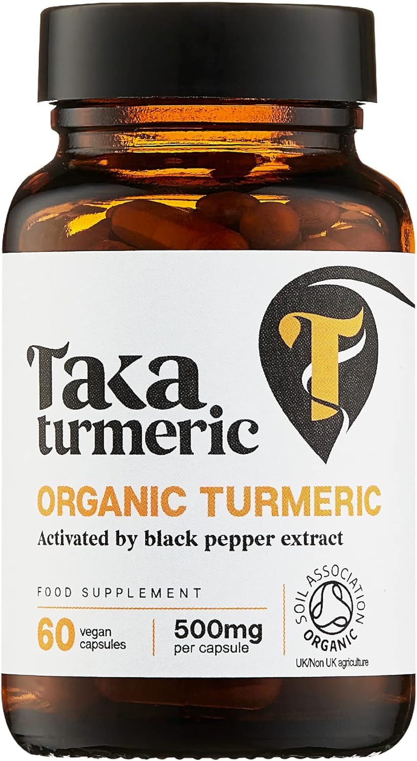 Taka Turmeric, 60 Caps Organic Turmeric With Black Pepper Extract Tumeric Curcumin Supplement, High Strength Tumeric Capsules With Curcumin And Black Pepper, Vegan, Recyclable Packaging