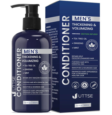 Biotion Hair Growth Shampoo For Men: Natural Thickening Shampoo With Tea Tree Oil Ginseng Mint For Hair Loss And Thinning Hair - 10.1 Fl.Oz, Dark Blue