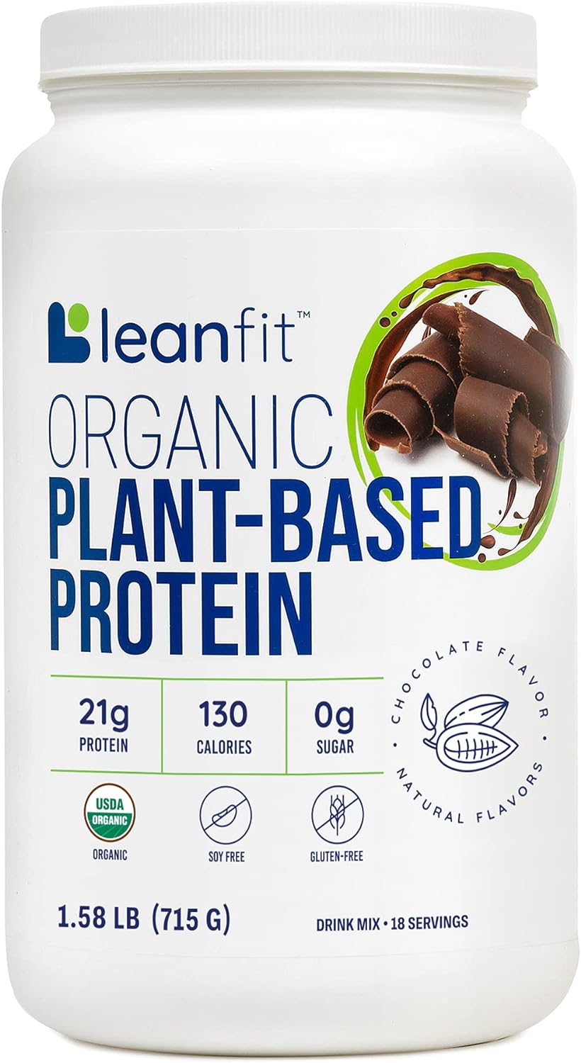 LeanFit, Organic Plant-Based Protein, Natural Chocolate, 21g Protein,