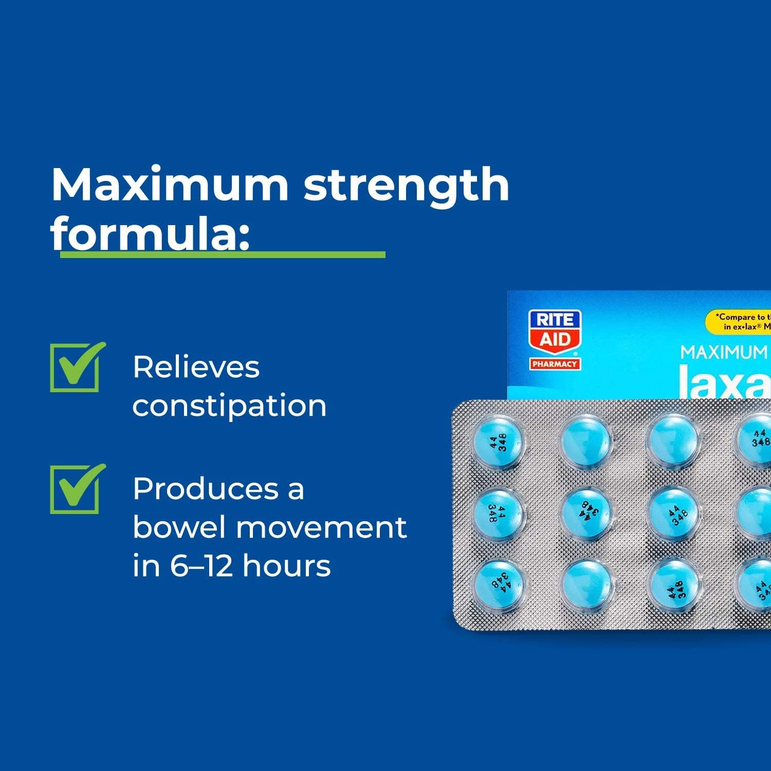 Rite Aid Maximum Strength Laxative, Sennosides USP Tablets, 25 mg, 96 Count | Constipation Relief Laxative Extra Strength | Overnight Fast Acting Laxative | Fiber Supplement & Stool Softeners Softgels : Health & Household