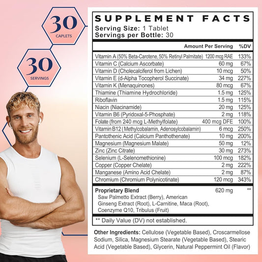 Best Nest Wellness Mens Fertility Supplement: Mens Prenatal Vitamins Conception For Him, Prenatal Multivitamins, Pre Pregnancy Male Fertility Supplements - Methylfolate, Magnesium, Zinc & More, 30 Ct