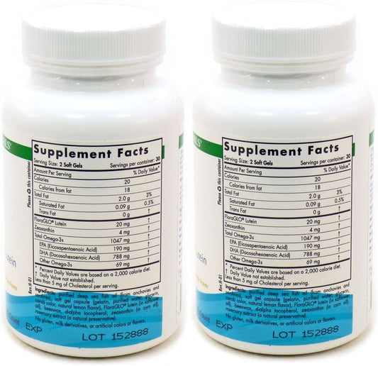 Nordic Naturals Omega Vision, Lemon - 60 Soft Gels - Pack of 2-1460 mg Omega-3 + FloraGLO Lutein & Zeaxanthin - Eye Health, Brain Health, Antioxidant Support - Non-GMO - 60 Total Servings : Health & Household