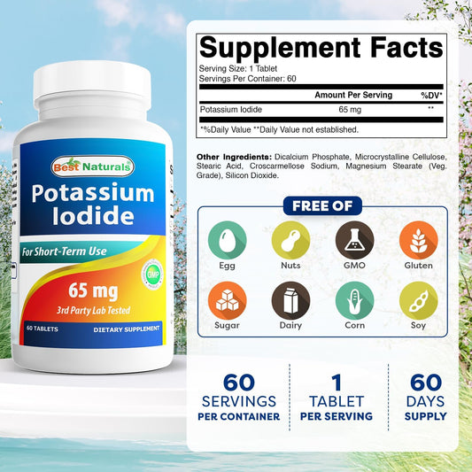 Best Naturals Potassium Iodide 65 Mg - Dietary Supplement, 60 Tablets (60 Count (Pack Of 1)) (1)