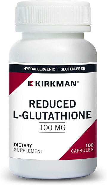 Kirkman Reduced L-Glutathione 100 Mg - Hypoallergenic | 100 Vegetarian Capsules | Antioxidant