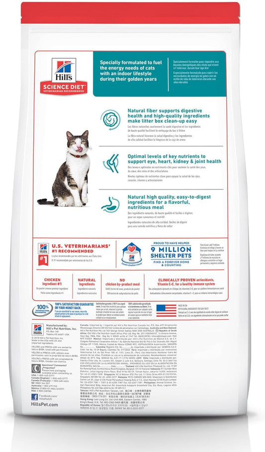 Hill'S Science Diet Indoor, Senior Adult 11+, Easy Litter Box Cleanup, Dry Cat Food, Chicken Recipe, 7 Lb Bag
