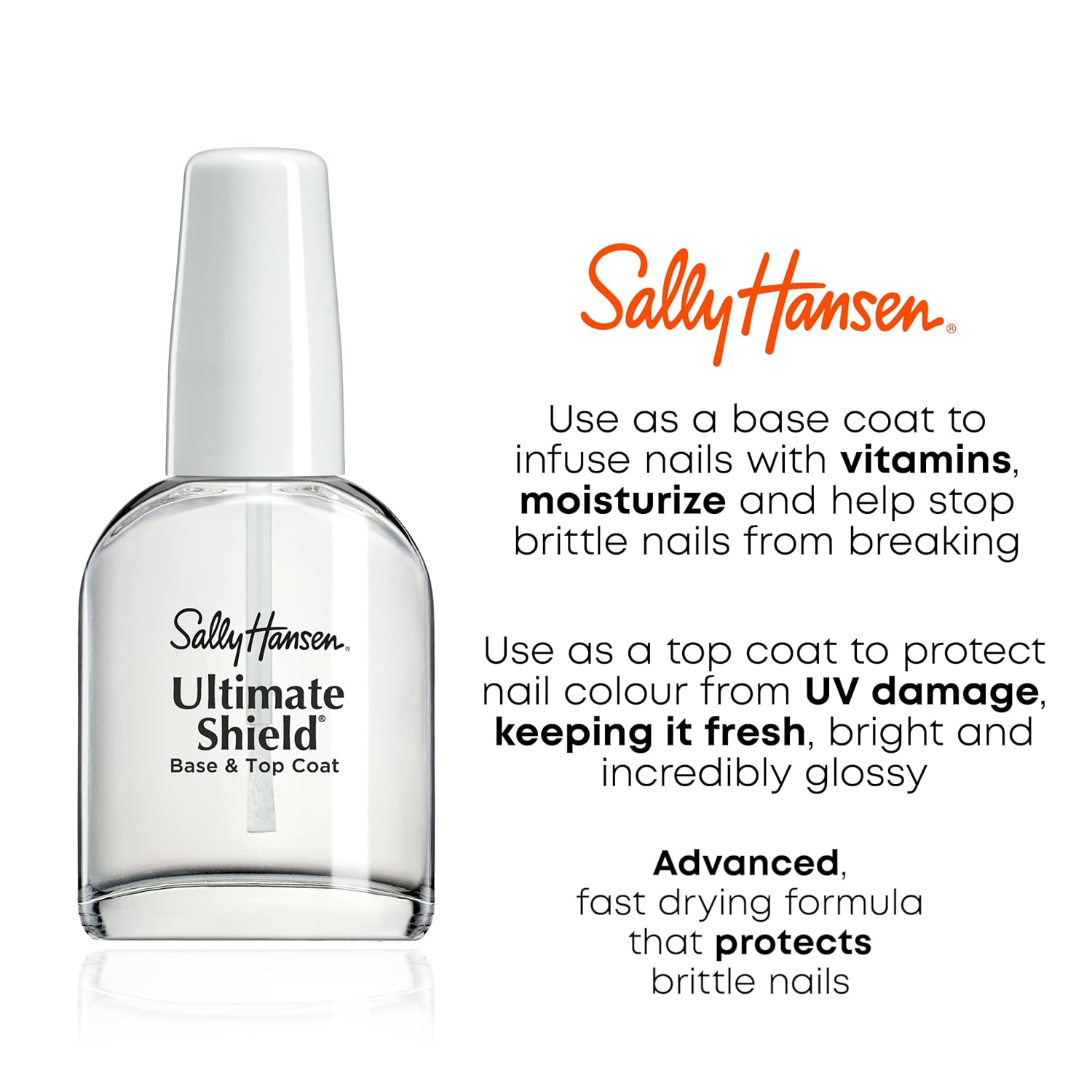 Sally Hansen Ultimate Shield®, Base and Top Coat, Nail Protectant, Nail Strengthener : Beauty & Personal Care