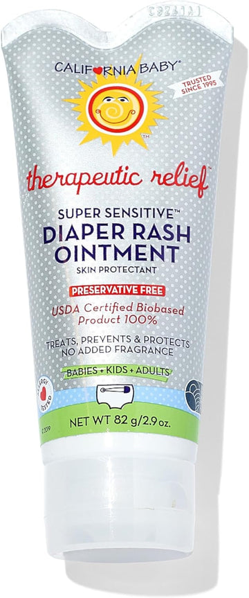 California Baby Super Sensitive Unscented Diaper Rash Cream | Zinc Oxide Ointment | 100% Bio-Based | Fragrance Free | Hypoallergenic | Soothing Diaper Rash Cream For Baby | 82 G / 2.9 Oz
