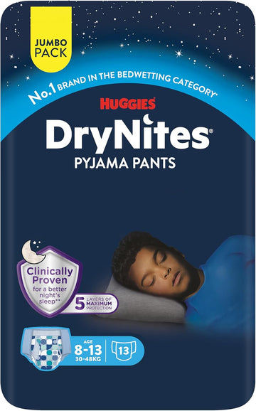 Huggies Drynites, Boys’ Night Time Pants - Sizes 3-4 Years (64 Pants) - Absorbent Pyjama Pants For All Night Comfort - Unbeatable Night Time Protection
