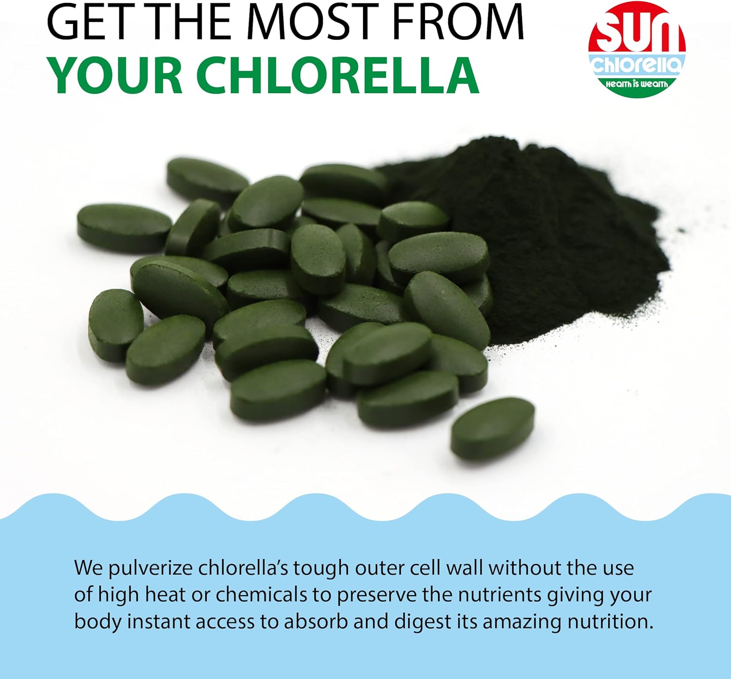 Sun Chlorella A Tablets - 500 mg - 600 Tablets : Health & Household