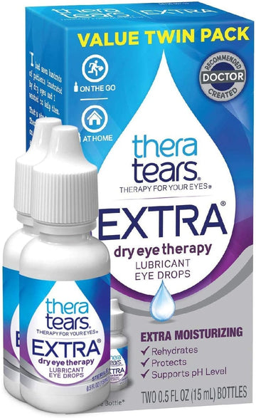 Theratears Extra Dry Eye Therapy Lubricating Eye Drops For Dry Eyes, 0.5 Fl Oz Bottle, 2 Count(Pack Of 1)