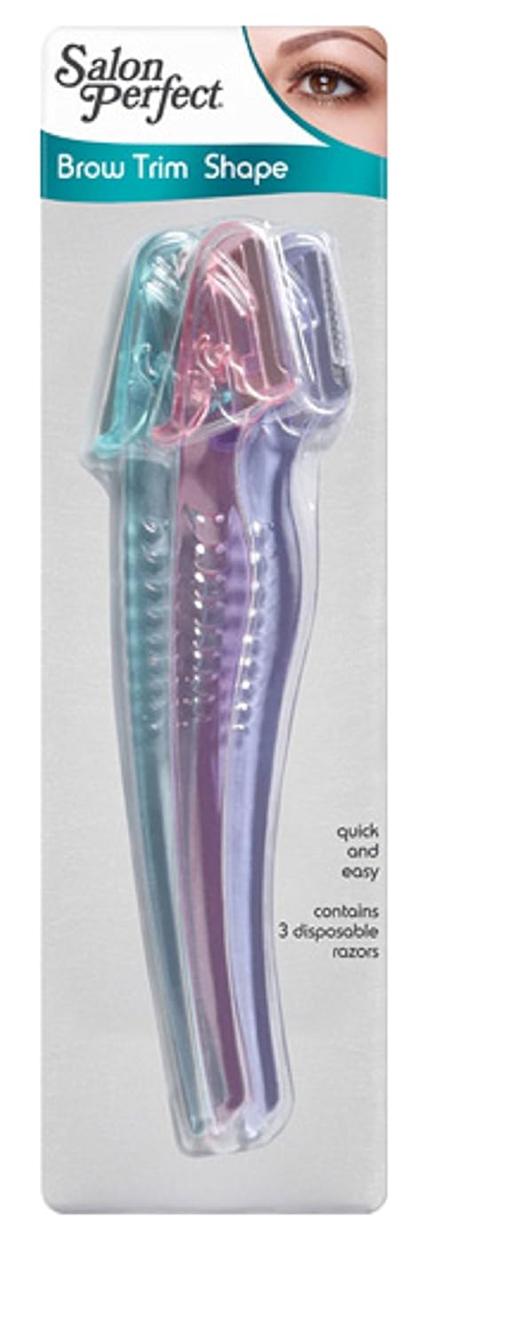 Salon Perfect Trim & Shape Dermaplane Razors For Women, Precision Face Hair Removal Eyebrow Razor, Dermaplaning Tool Set, Smooth Finish, Facial Razor For Sensitive Skin, 3 Count : Beauty & Personal Care