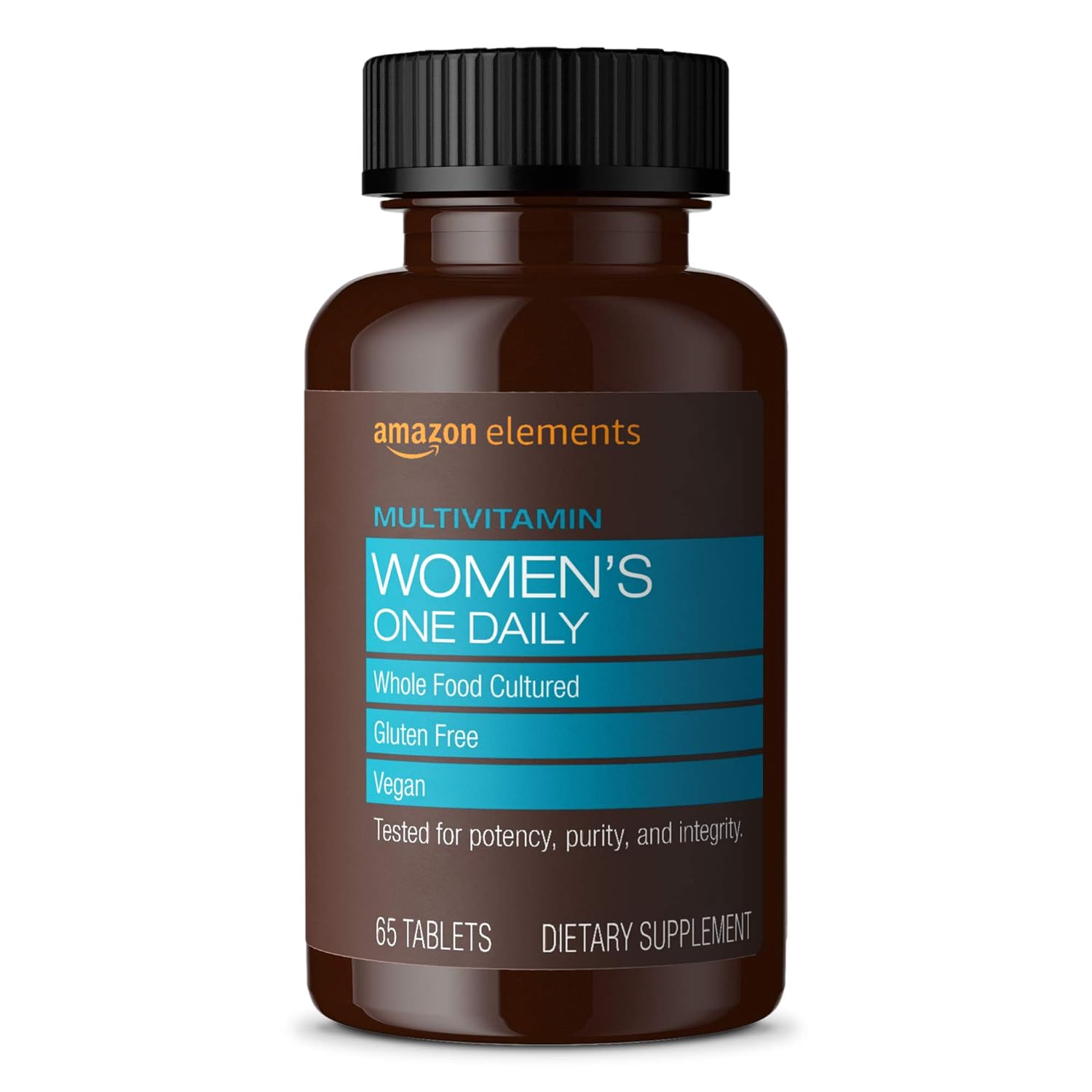 Amazon Elements Women?s One Daily Multivitamin, 59% Whole Food Cultured, Vegan, 65 Tablets, 2 month supply (Packaging may vary)