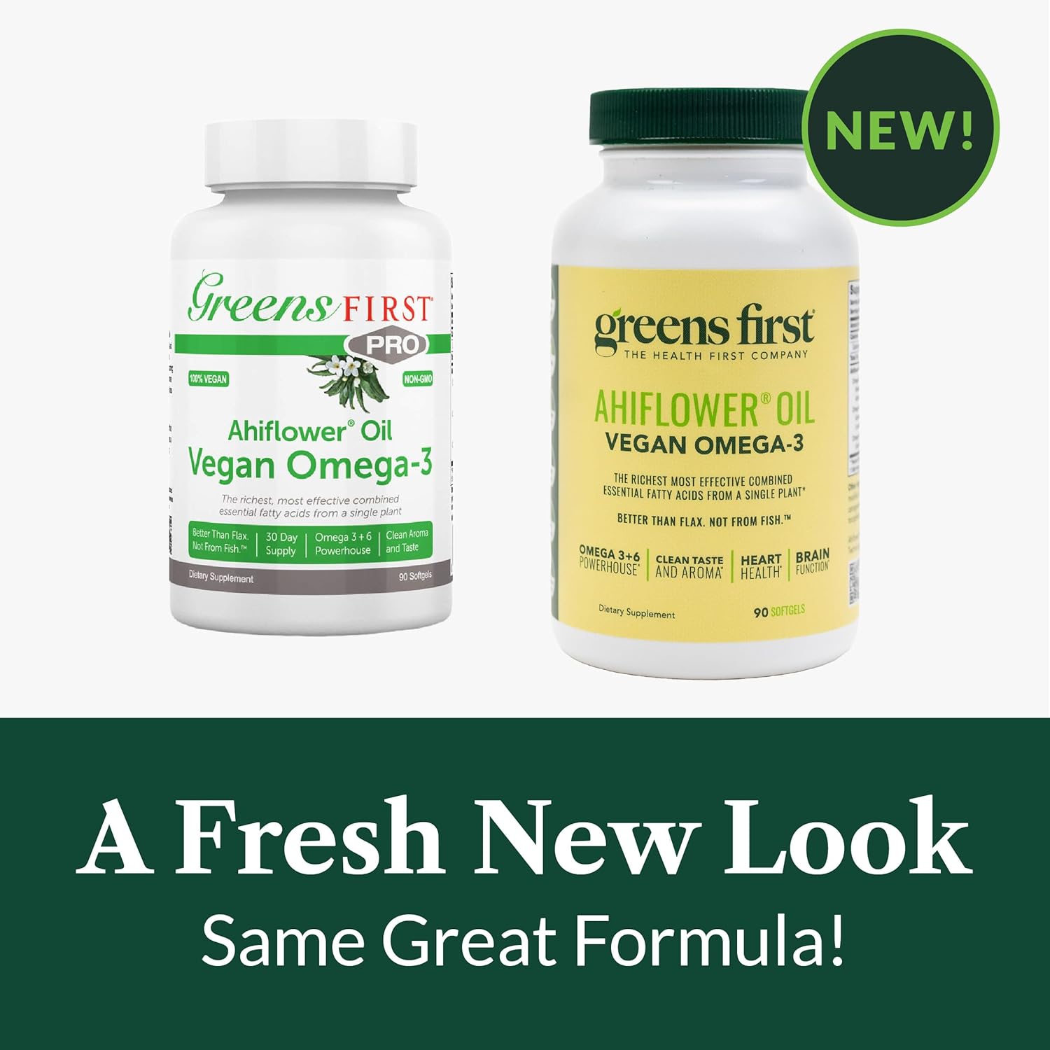 Greens First Ahiflower Oil Plant-Based Omega-3 Supplement – Vegan Omega-3 To Support Brain, Immune, Joint & Heart Health - Essential Fatty Acids - Gluten-Free/Dairy-Free/Soy-Free (90 Softgels) : Health & Household
