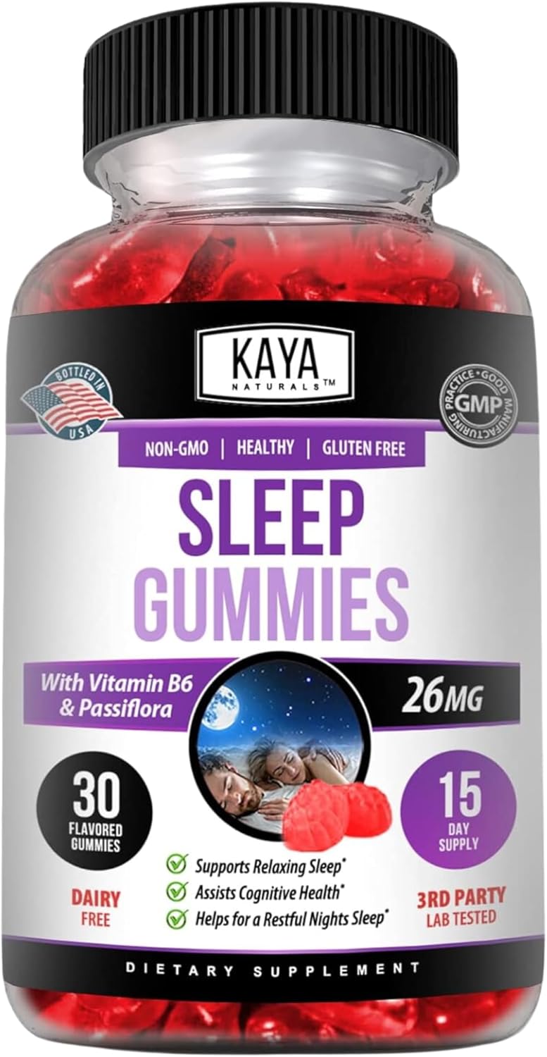 Kaya Naturals Organic Sleep Gummies (26Mg) | Health Supplement For Adults | Vitamin B6 And Melatonin Gummies | Gummy Vitamins For Women And Men | 30 Count