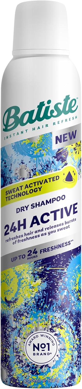 Batiste Dry Shampoo, 24H Active Waterless Shampoo, No Rinse Shampoo Hair Spray With Uplifting Fragrance, Sweat Activated Dry Shampoo Spray, Vegan Friendly & Invisible, By Batiste Hair Care – 200Ml