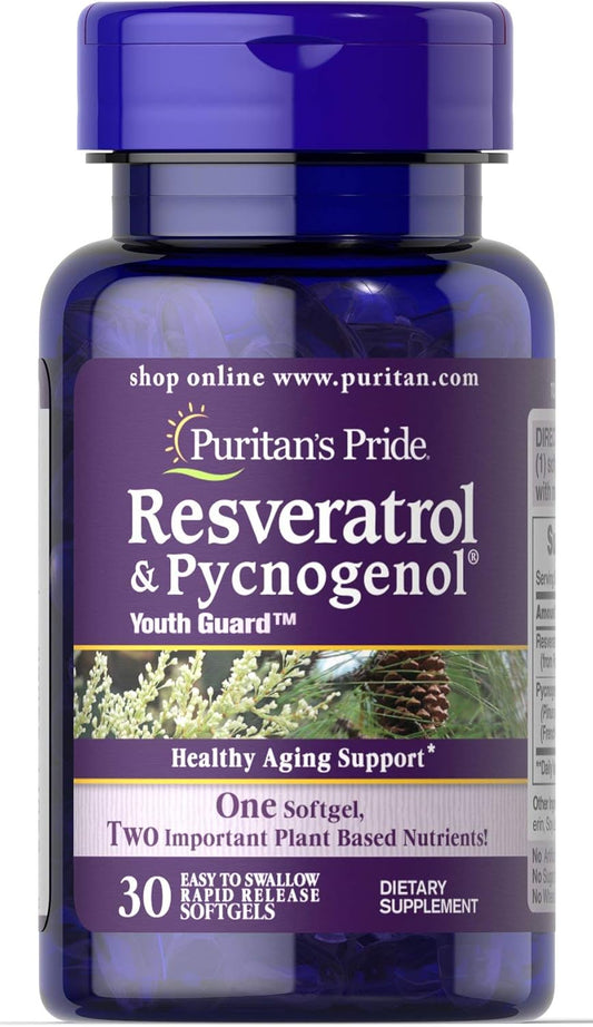 Puritan's Pride Resveratrol 100 mg & Pycnogenol 30 mg-30 Softgels