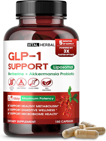 Vital Herbal Liposomal Glp-1 Support With Berberine & Akkermansia Probiotic Cinnamon – Supports Metabolism, Digestion & Microbiome Health – 150 Capsules – Made In The Usa