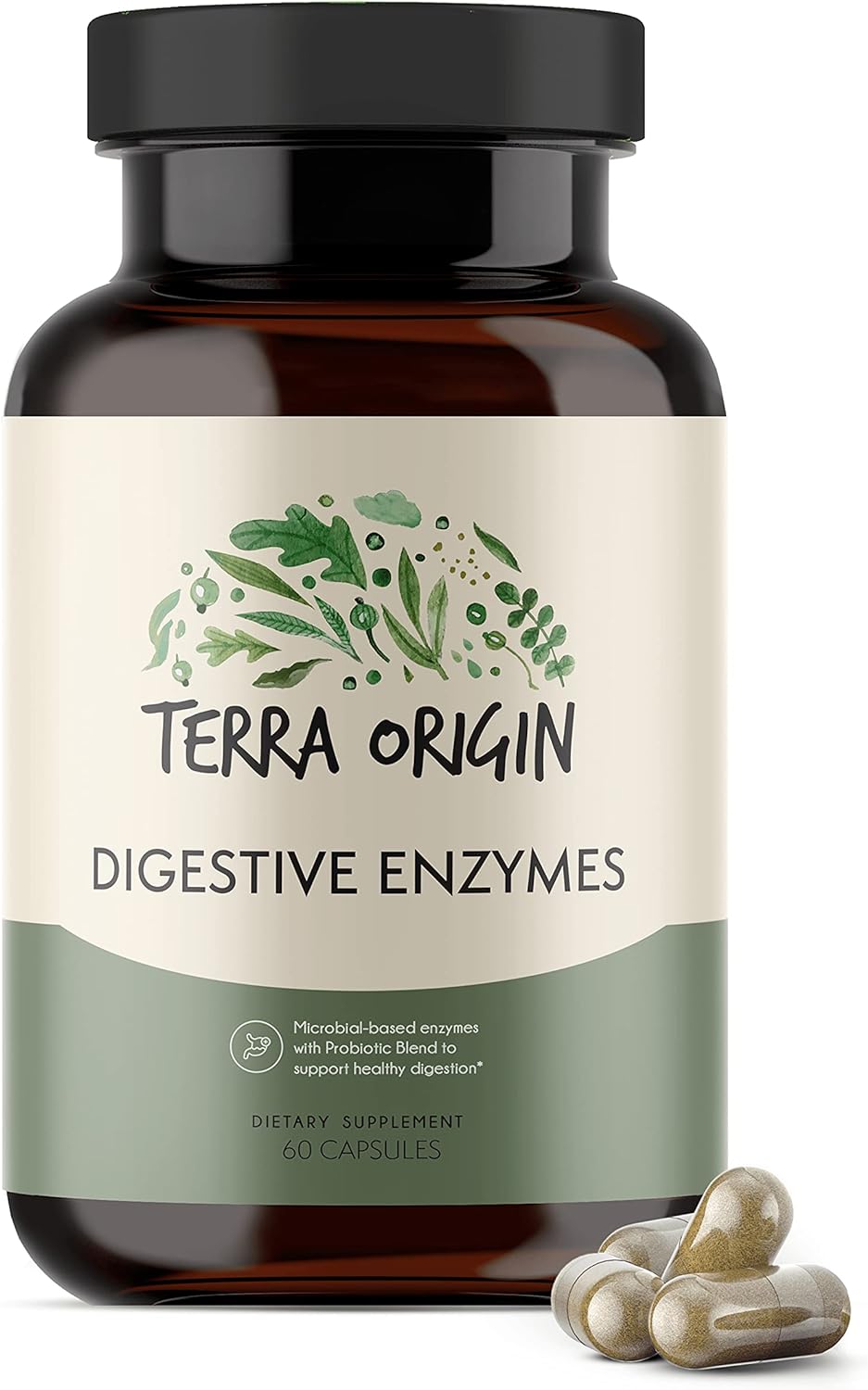 TERRA ORIGIN - Digestive Enzymes with Probiotics | Supports Healthy Digestion | Bromelain, Lactase, Amylase, Lipase | Made in The USA, Gluten-Free | 60 Servings