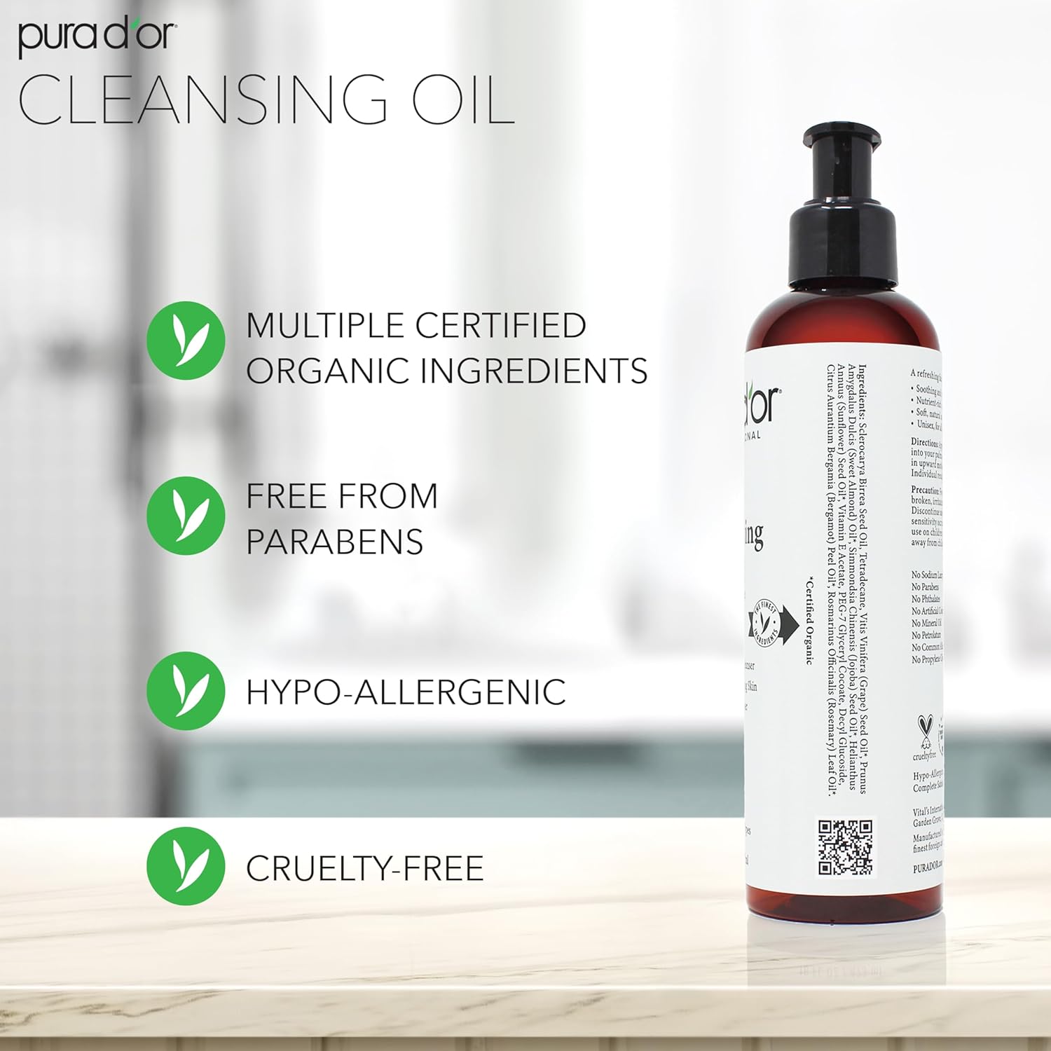 Pura D'Or 8 Oz Facial Cleansing Oil - Nourishing Botanical Blend With & Vitamin, Jojoba And Sunflower Oil - Gentle Makeup Remover & Deep Cleanser For Healthy, Glowing Skin - Paraben-Free Beauty : Beauty & Personal Care