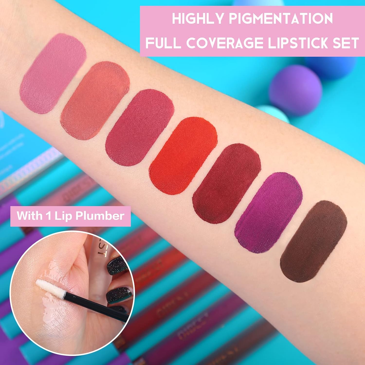 Qibest 4Pcs Matte Liquid Lipstick Makeup Sets, High Pigmented Dark Black Blue Purple Red Lip Gloss Set, Waterproof Smudge-Proof Lip Stain Kit For Halloween Cosplay Goth Costume Makeup : Beauty & Personal Care