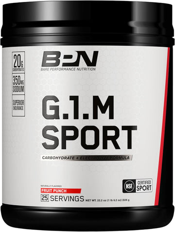 Bare Performance Nutrition, Bpn G.1.M Go One More Sport, Endurance Training Fuel, Superior Carbohydrate & Electrolytes Powder Formula, Reduce Fatigue, Lemon Lime, 25 Servings
