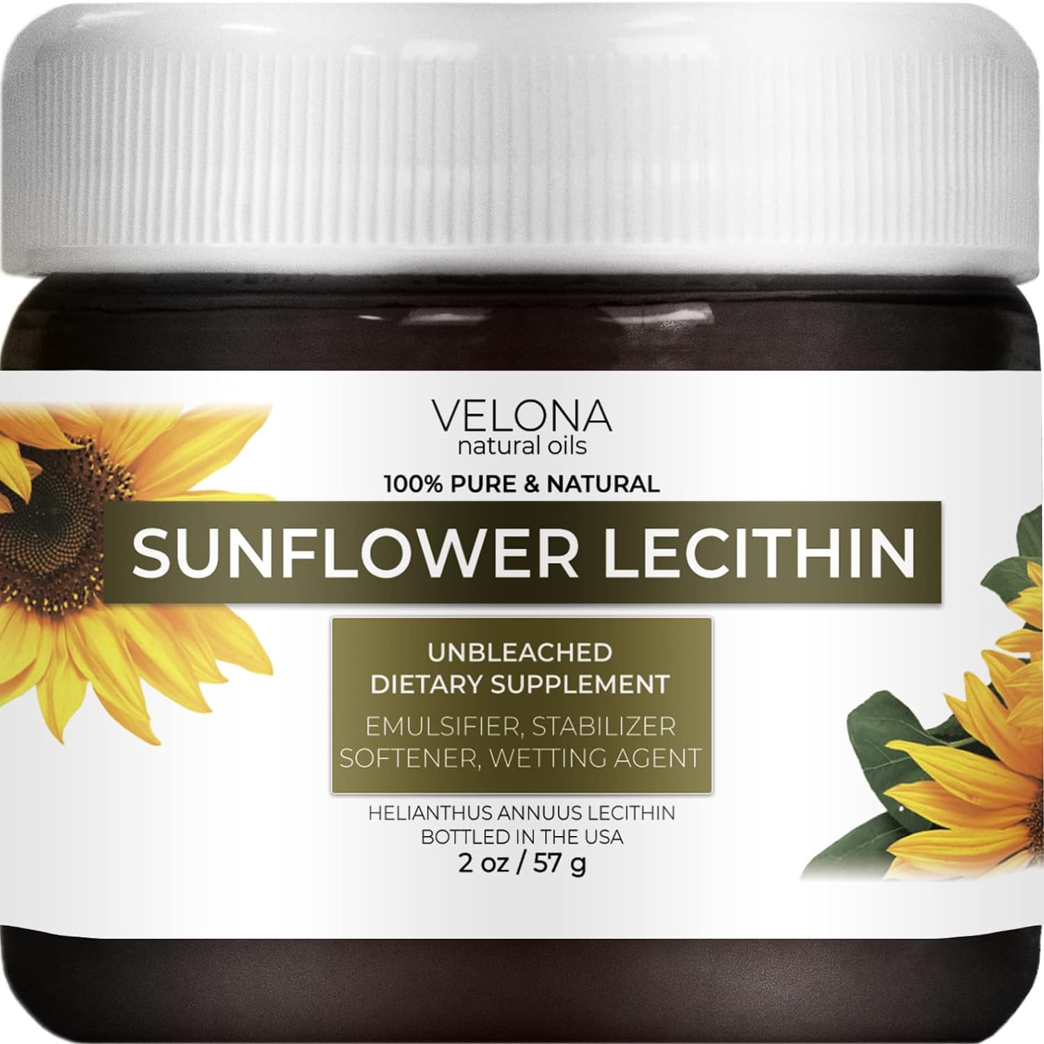 velona Pure Liquid Sunflower Lecithin 2 oz | Food Grade | Unbleached | Emulsifier, Stabilizer, Softener, Smoother, Wetting Agent | Use Today - Enjoy Results