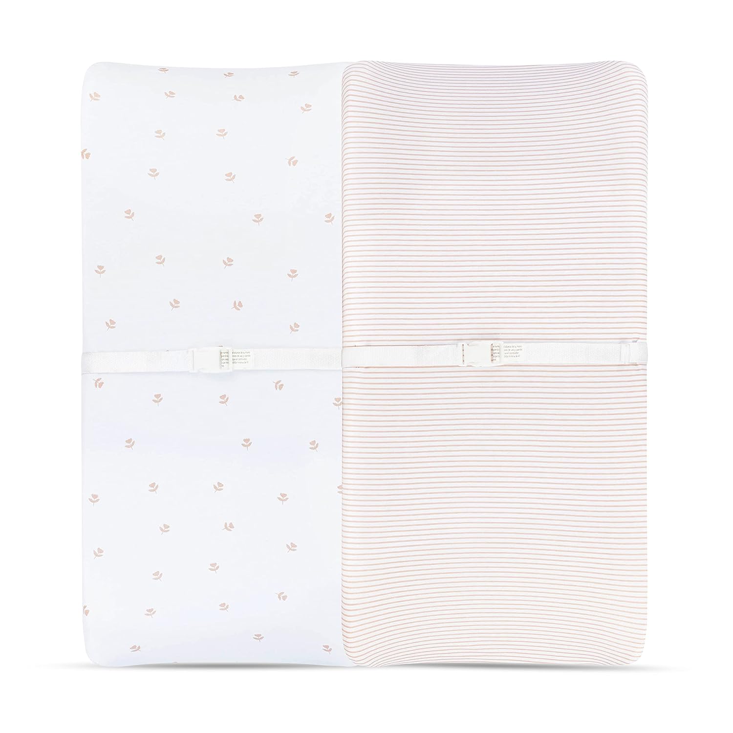 Changing Pad Cover And Crib Sheet Set Bundle (Pink Tulip Collection)