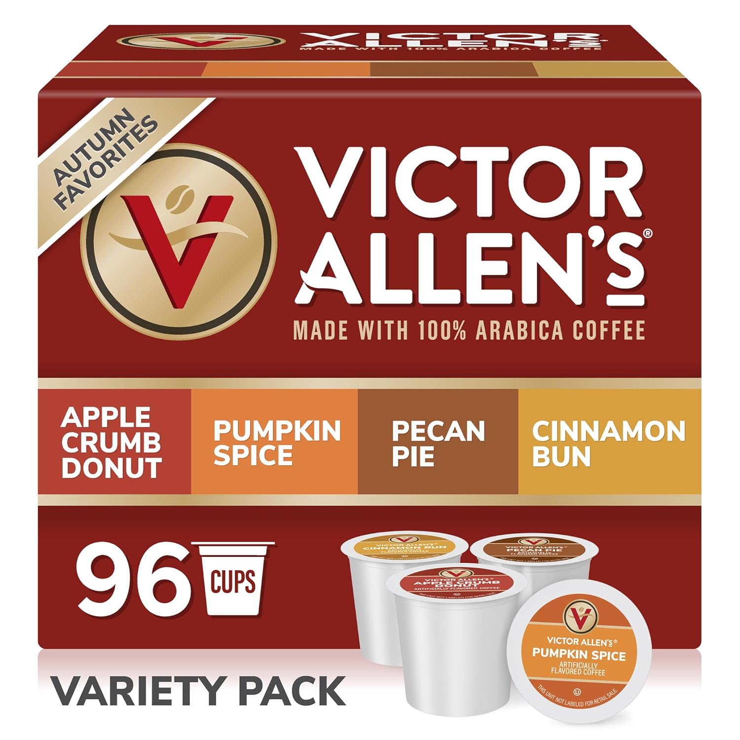 Victor Allen For K-Cup Keurig 2.0 Brewers, Coffee Single Serve Coffee Pods, Autumn Favorites Variety Pack, 96 Count