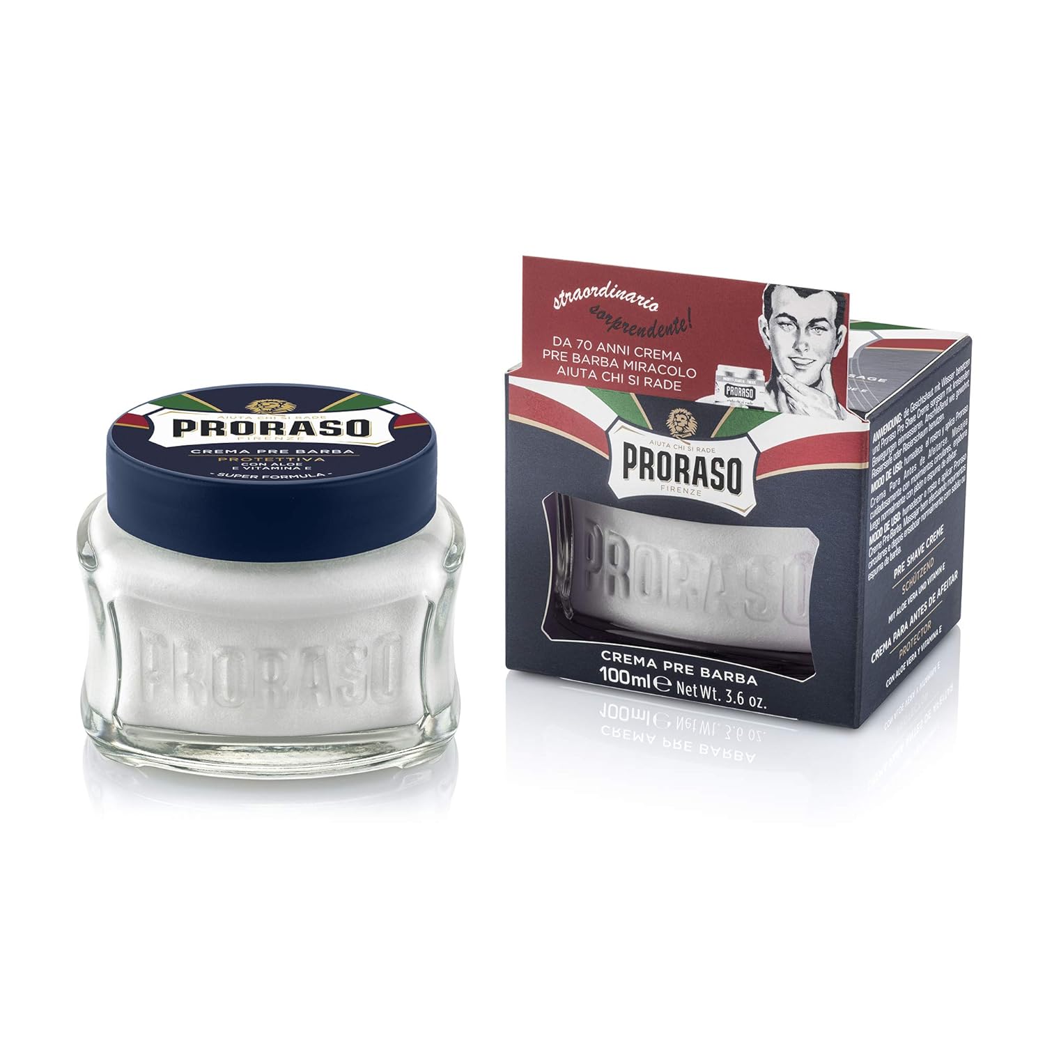 Proraso Pre-Shave Conditioning Cream for Men, Protective Formula for Dry Skin with Vitamin E and Aloe Vera, 3.6 oz