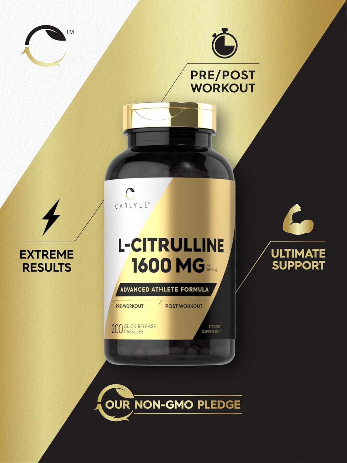 Carlyle L Citrulline Capsules 1600mg | 200 Count | Advanced Athlete Formula Non-GMO, Gluten Free Supplement : Health & Household