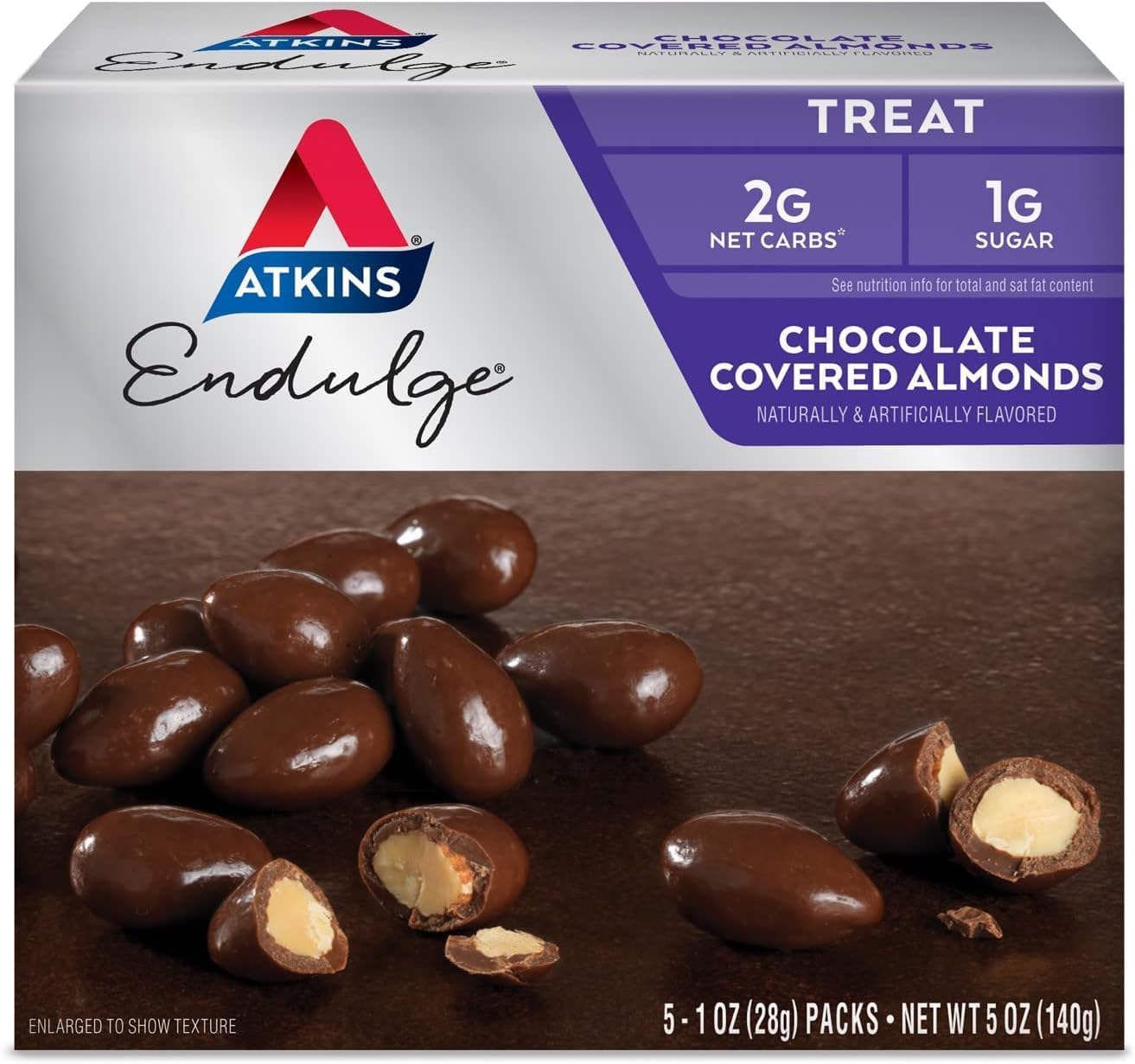 Atkins Endulge Treat Chocolate Covered Almonds. Rich & Crunchy. Keto-Friendly.1 Oz, 5 Count (Pack Of 4)