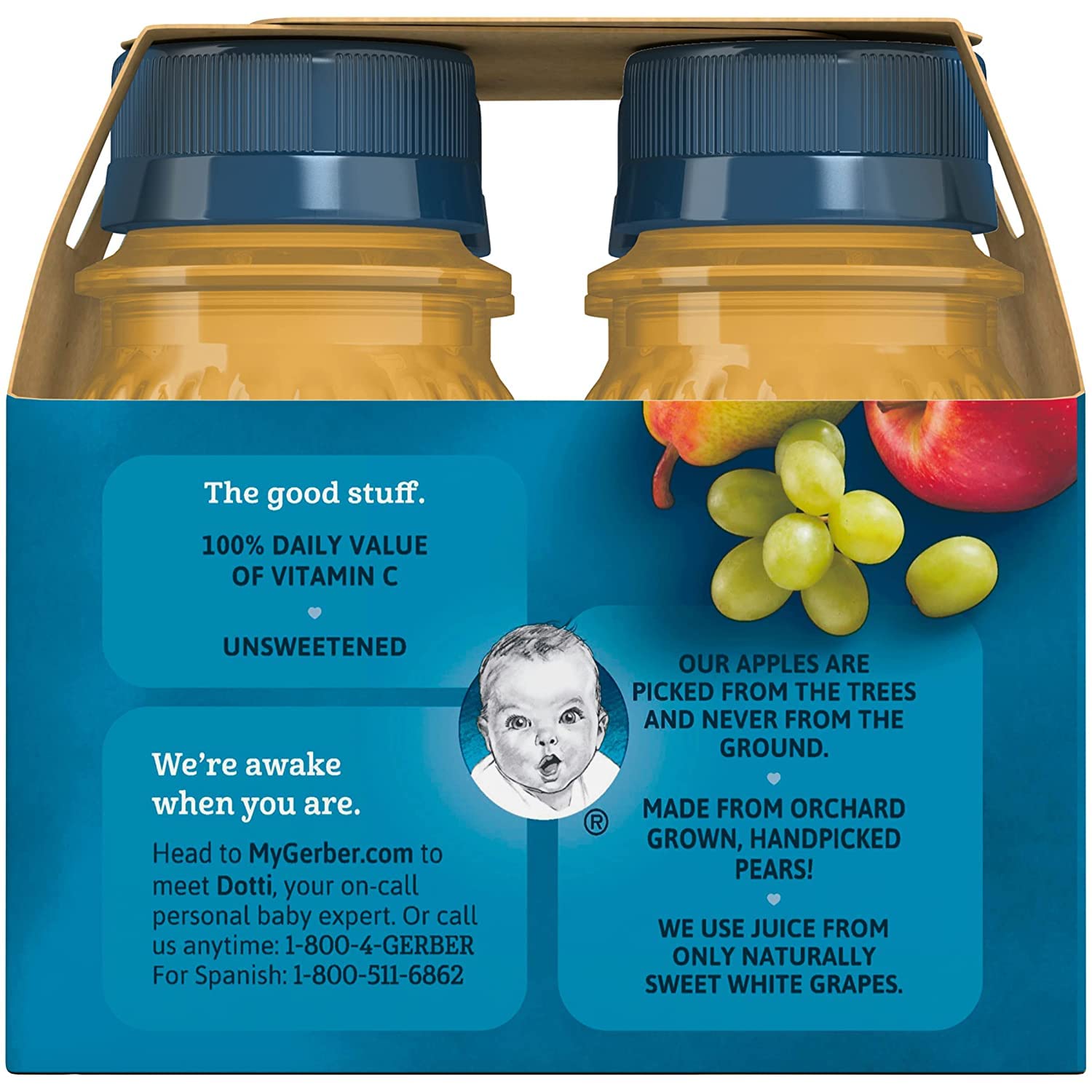 Gerber Juice Fruit 2 Apple, 1 Pear, 1 White Grape Juices From Concentrate Variety 16 Fl Oz (Pack Of 8)