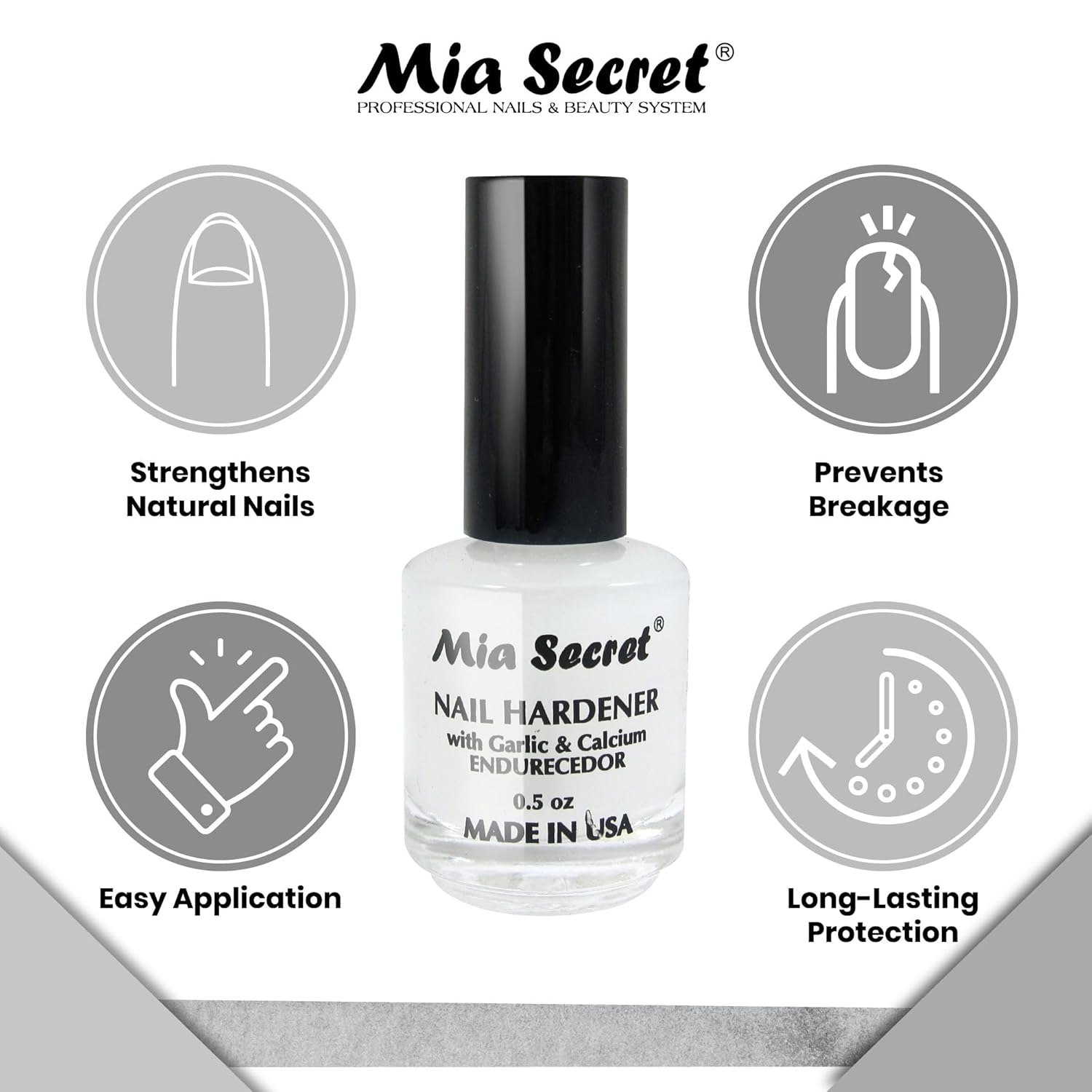 Mia Secret Professional (0.5Oz) Nail Hardener - With Garlic Extract & Calcium : Beauty & Personal Care