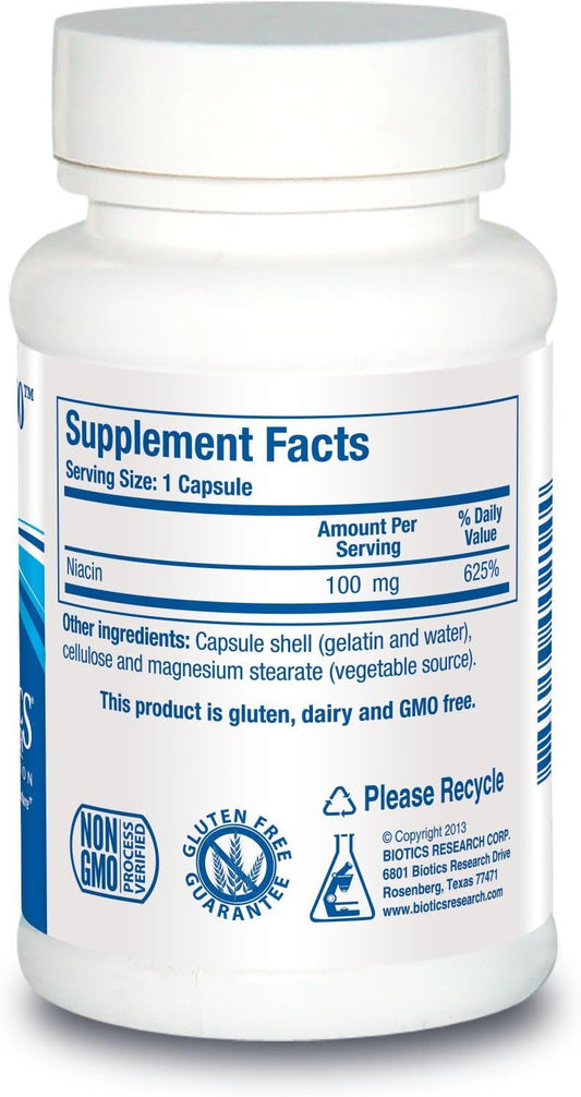 Biotics Research Niacin 100, 100 Milligram Niacin, Vitamin B3, Cholesterol, Hdl, Ldl, Triglyceride, Lp, Cardiovascular Health, 150 Capsules