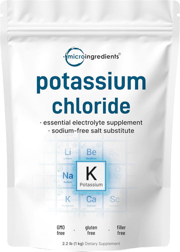 Potassium Chloride Powder, 1 Kg (35 Ounce) | Salt Substitute & Essential Hydration Electrolyte Supplement | Supports Mineral Balance, Heart, Joint, And Immune Health | Filler Free, Dissolves Easily