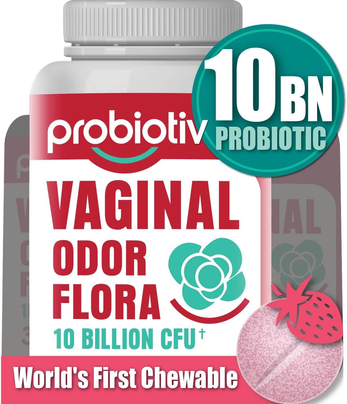 World’S First Chewable Female Vaginal Probiotics 10 Billion Cfu + Organic Prebiotics For Vaginal Health, Combats Vaginal Odor & Restores Vaginal Ph Balance Complex For Women, 30 Tablets