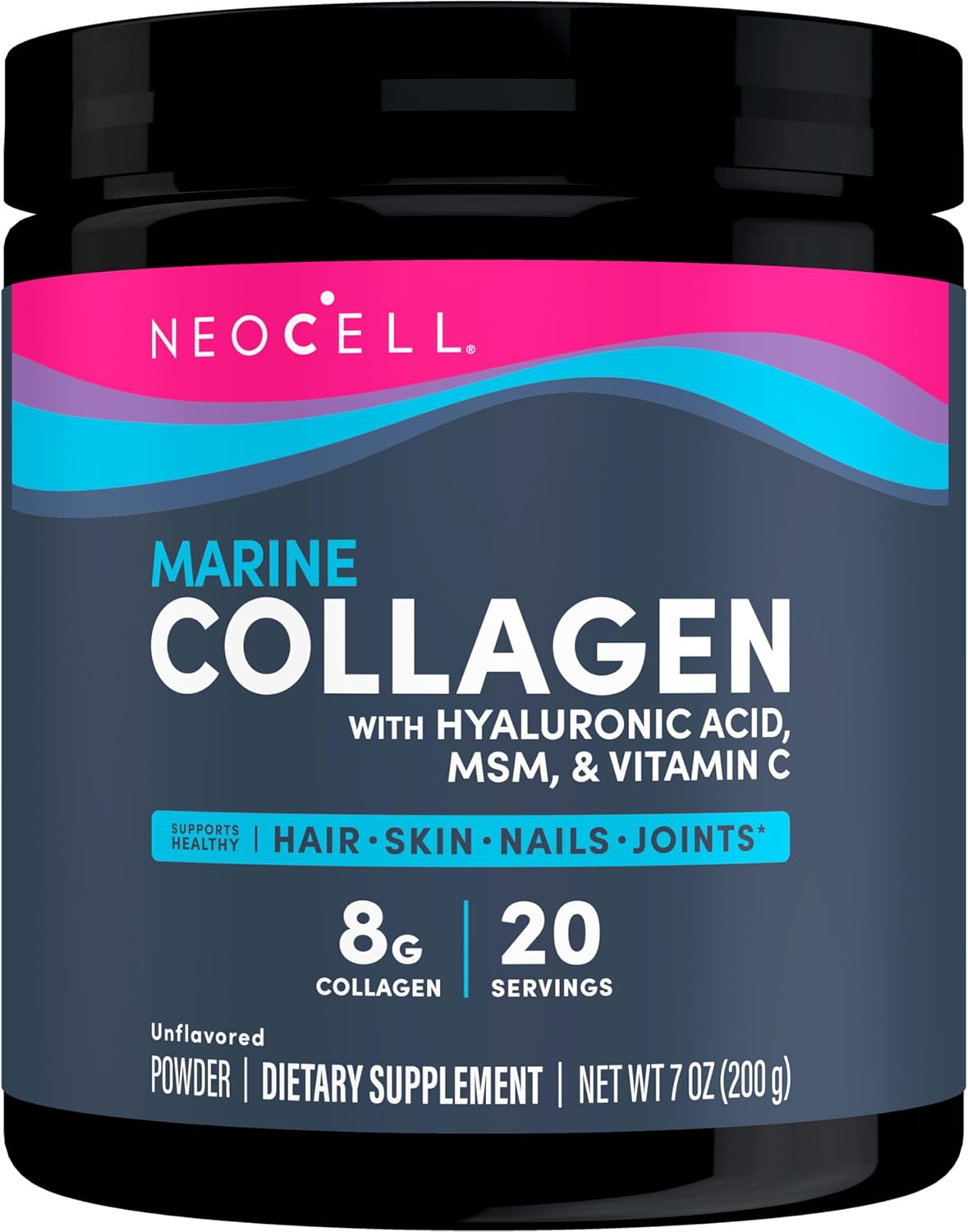 Neocell Marine Collagen With Hyaluronic Acid, Msm And Vitamin C, Keto Collagen Supplements, For Skin Care And Joint Health, Unflavored, Powder, 7 Oz, 1 Canister