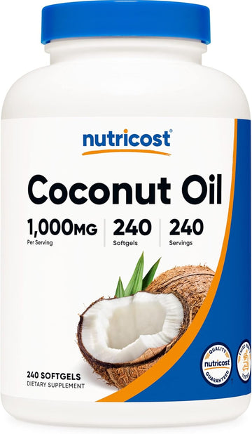 Nutricost Coconut Oil Softgels (1000mg) 240 Softgels - Extra Virgin Coconut Oil - Gluten Free and Non-GMO