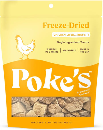 Poke'S Freeze-Dried Dog Treats – Chicken Liver Recipe – Single Ingredient Natural Dog Treats Made In The Usa – Wheat-Free, 3Oz