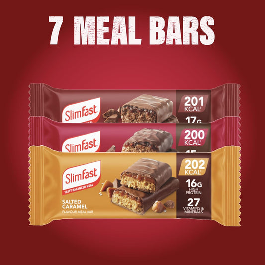 Slimfast 7-Day Taster Kit – 7 Meal Replacement Bars & 7 Ready-To-Drink Shakes, High Protein, High Fibre, 27 Vitamins & Minerals, 7-Day Meal Planner, Low-Calorie Snacks For Weight Management