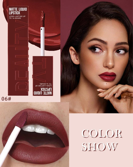 Matte Liquid Lipstick Set-3Pcs High Pigmented Lip Stain Tint,Matte Velvet Lip Gloss,Up To 16H Wear Lipgloss,Long Lasting Waterproof Non-Stick Tinted Lipstain,Mother‘S Day Makeup Gift Kit For Women-B
